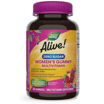 Nature's Way® Alive!® Zero Sugar Women's Multi Gummy | Multivitamínico para Mujer Sin Azúcar | 50 Gomitas