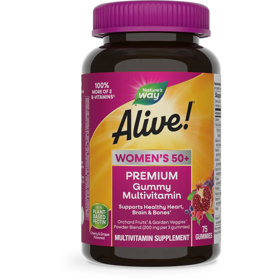 Nature's Way® Alive!® Premium Women's 50+ Gummy Multivitamin | Multivitamínico para Mujeres 50+ | 75 Gomitas