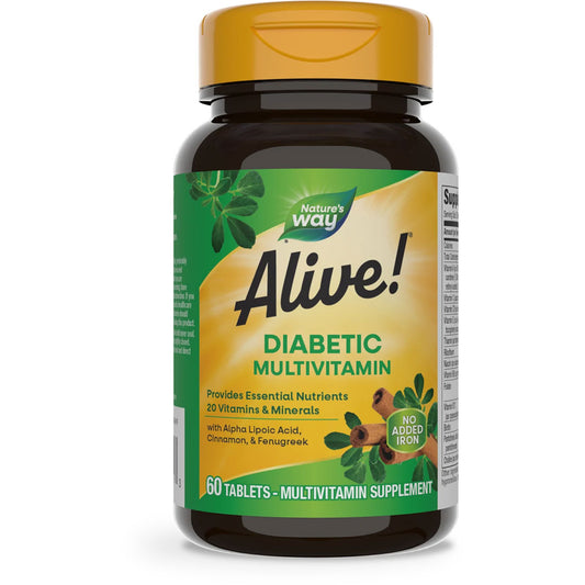 Nature's Way® Alive!® Diabetic Multivitamin | Multivitamínico para Personas con Diabetes | 60 Tabletas