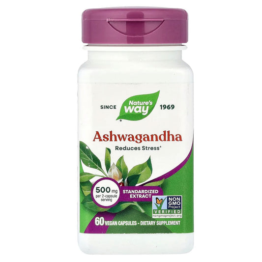Nature's Way® Ashwagandha Standardized Extract | Extracto Estandarizado de Ashwagandha | 60 Cápsulas Vegetales