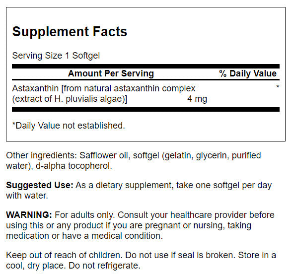 Swanson Astaxanthin 4 mg 60 Sgels