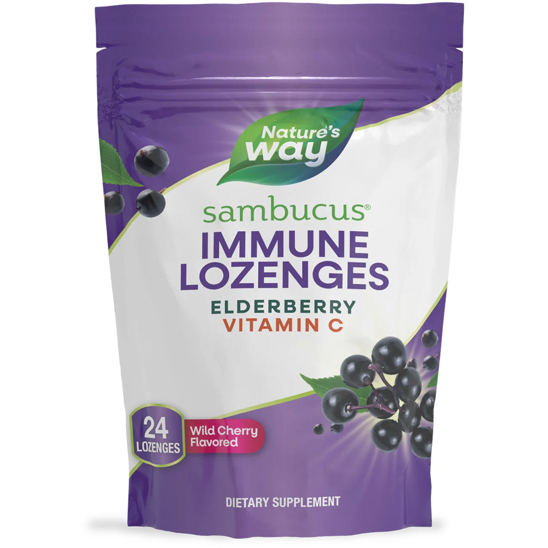 Nature's Way® Sambucus Immune Lozenges Mixed Berry | Pastillas para Chupar con Saúco Orgánico | 24 Pastillas