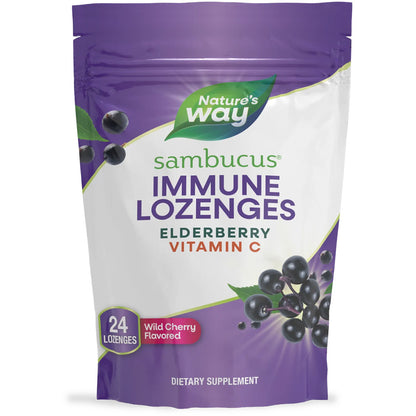 Nature's Way® Sambucus Immune Lozenges Mixed Berry | Pastillas para Chupar con Saúco Orgánico | 24 Pastillas