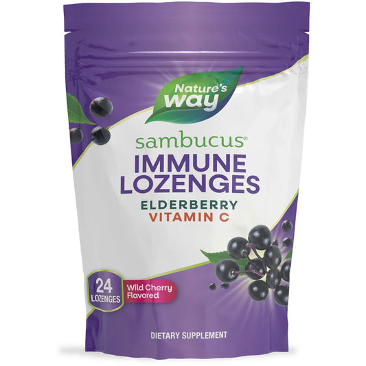 Nature's Way® Sambucus Immune Lozenges Mixed Berry | Pastillas para Chupar con Saúco Orgánico | 24 Pastillas