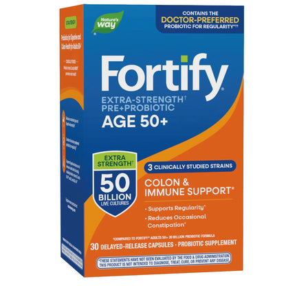 Nature's Way® Fortify® Age 50+ Probiotic | 50 Billion CFU | 30 Cápsulas Vegetales